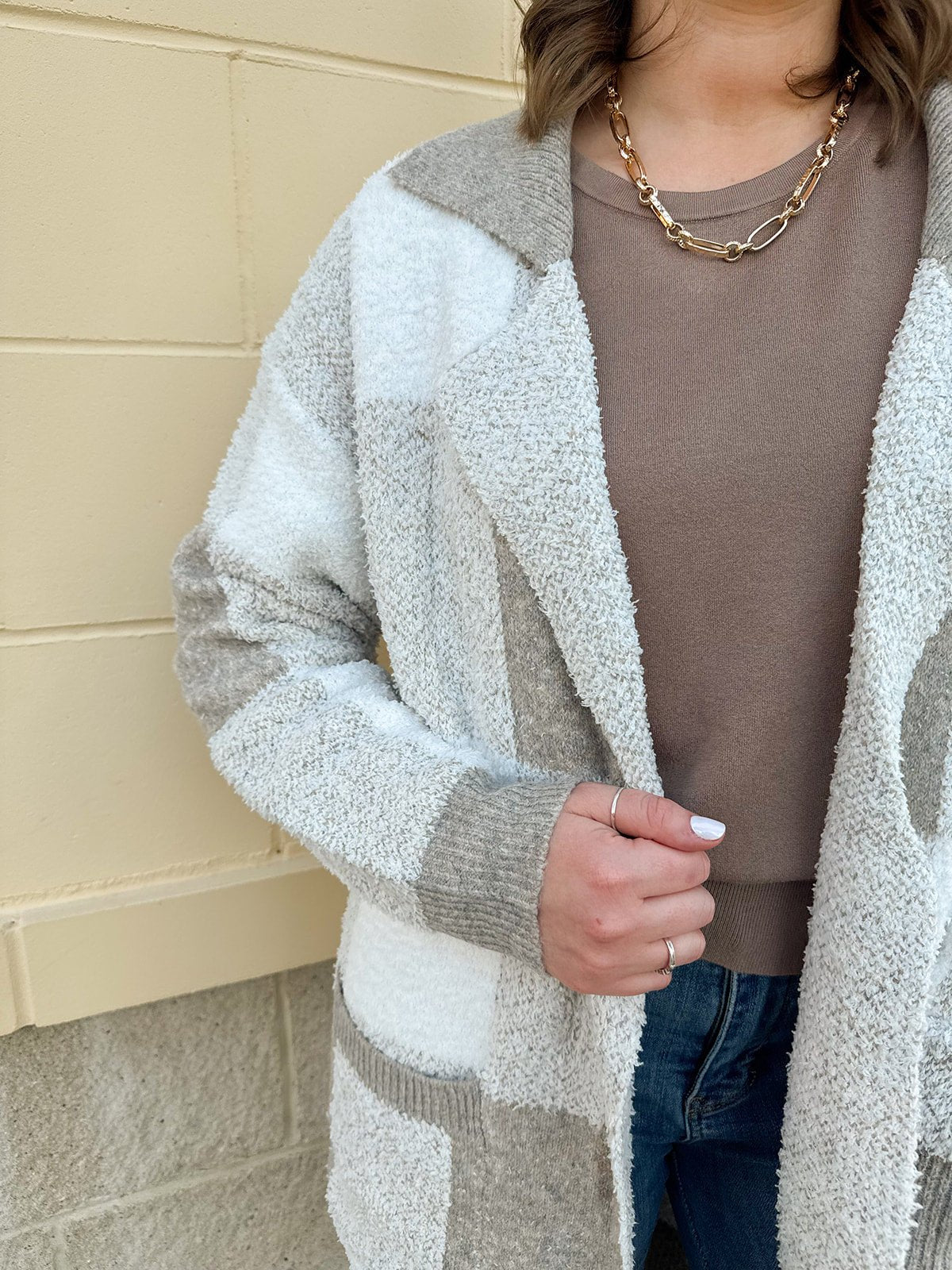 Harbor View Plaid Knit Jacket - The Pink Pineapple 850