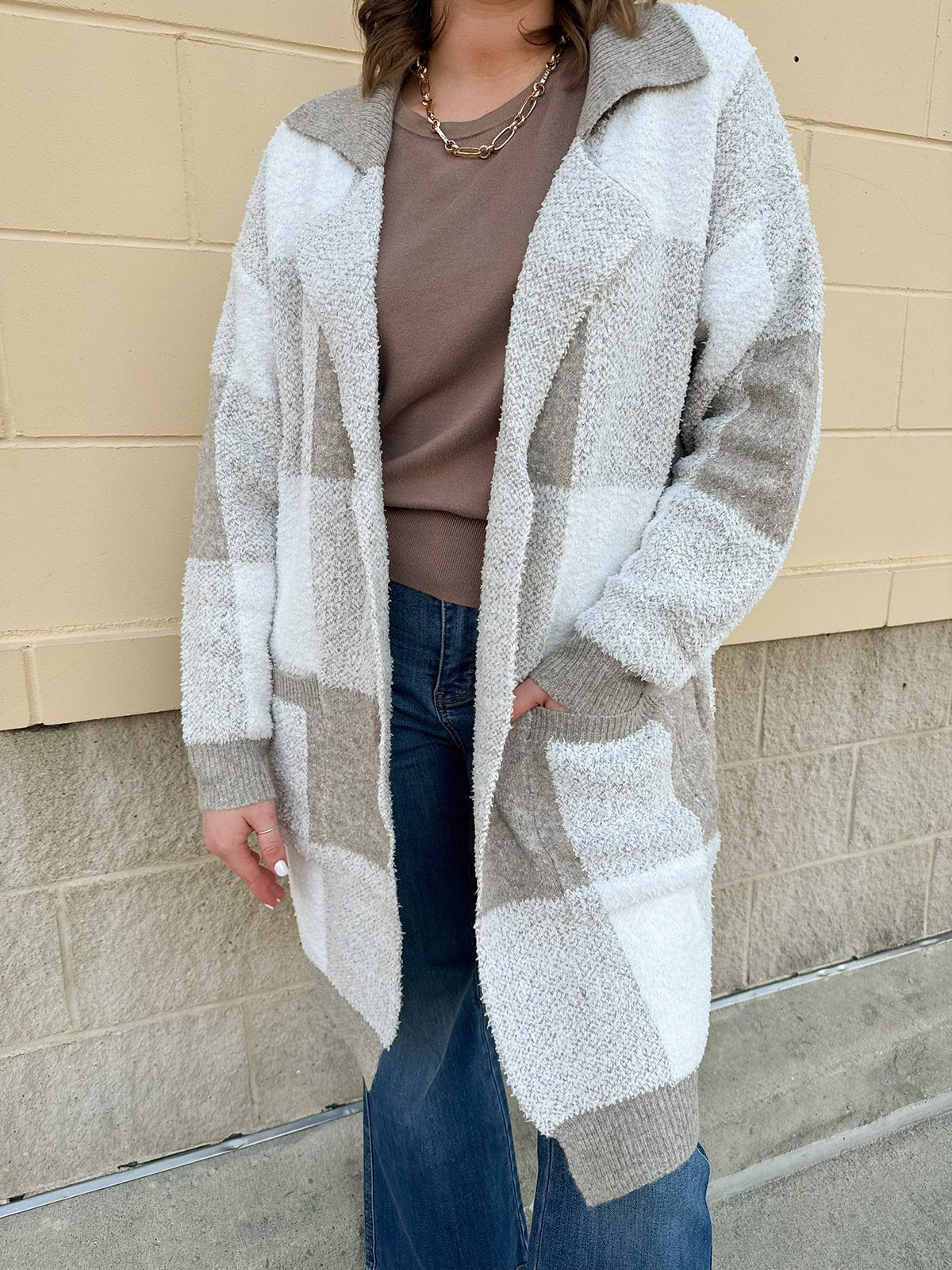 Harbor View Plaid Knit Jacket - The Pink Pineapple 850