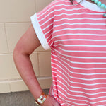 Harborline Ease T-Shirt Dress in Coral - The Pink Pineapple 850