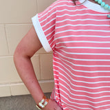Harborline Ease T-Shirt Dress in Coral - The Pink Pineapple 850