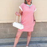 Harborline Ease T-Shirt Dress in Coral - The Pink Pineapple 850