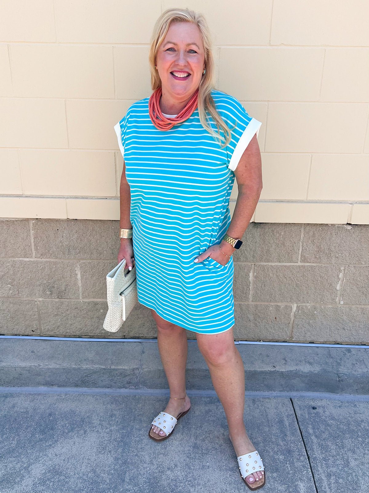 Harborline Ease T-Shirt Dress in Mint - The Pink Pineapple 850