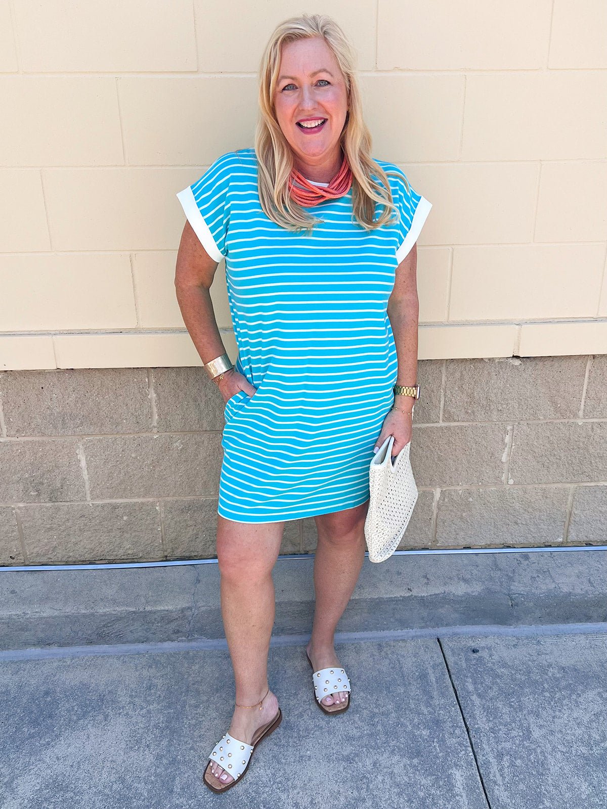 Harborline Ease T-Shirt Dress in Mint - The Pink Pineapple 850