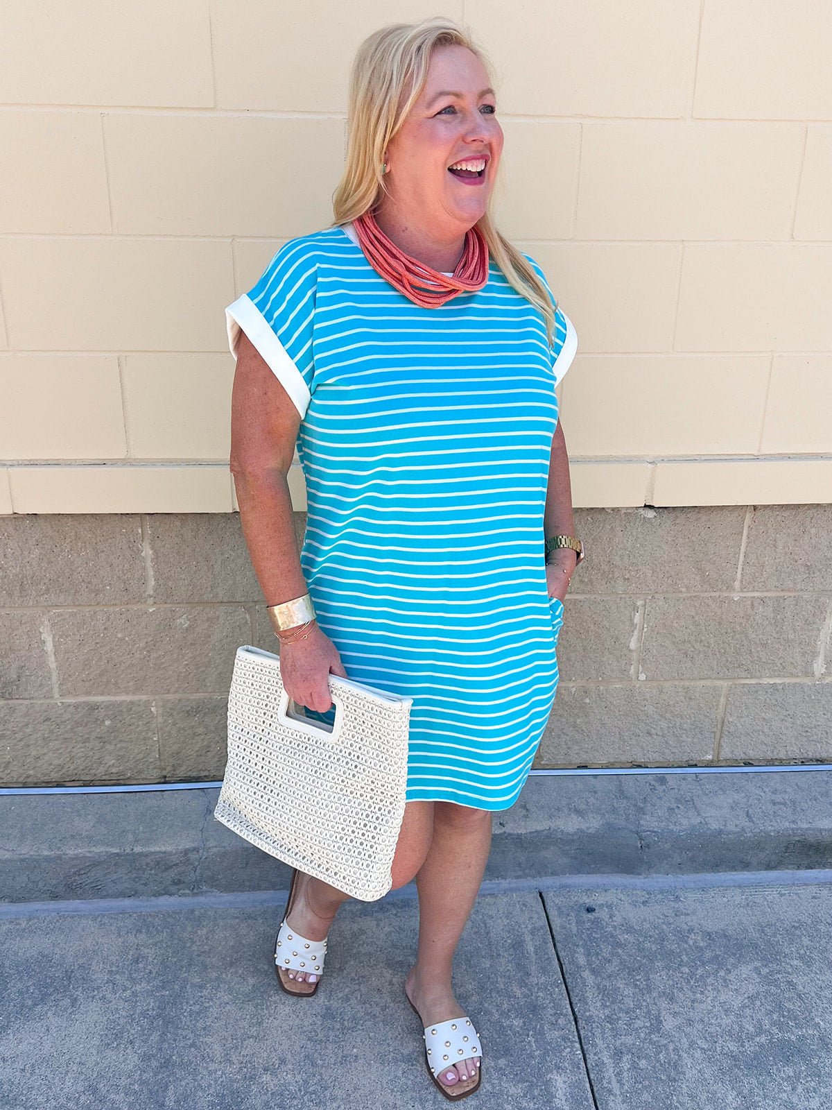 Harborline Ease T-Shirt Dress in Mint - The Pink Pineapple 850