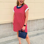 Harborline Ease T-Shirt Dress in Red - The Pink Pineapple 850