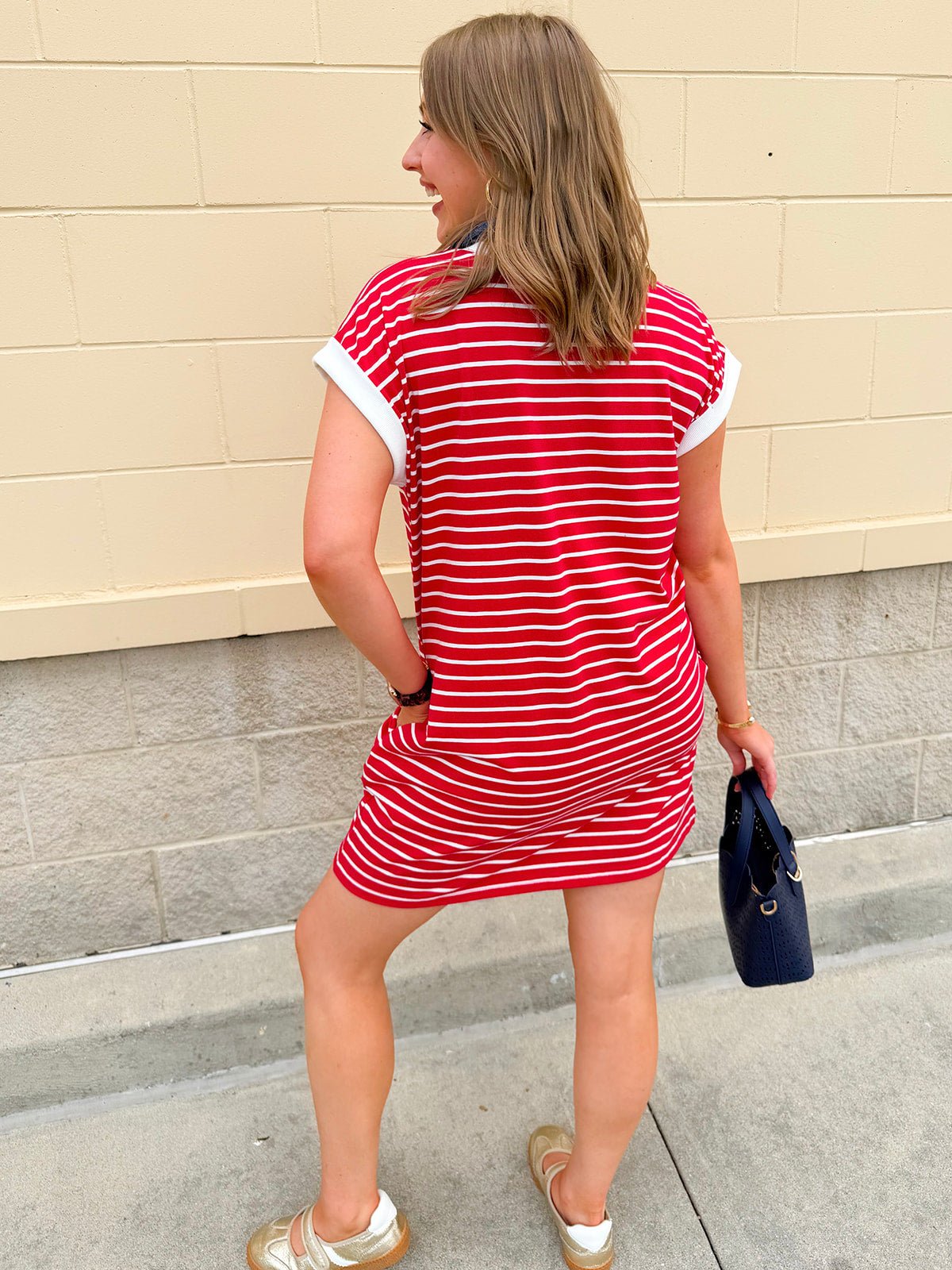 Harborline Ease T-Shirt Dress in Red - The Pink Pineapple 850