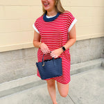 Harborline Ease T-Shirt Dress in Red - The Pink Pineapple 850