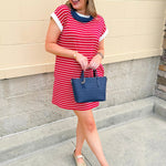Harborline Ease T-Shirt Dress in Red - The Pink Pineapple 850