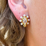 [Hart Designs] Crystal Halo Pearl Stud Earrings - The Pink Pineapple 850