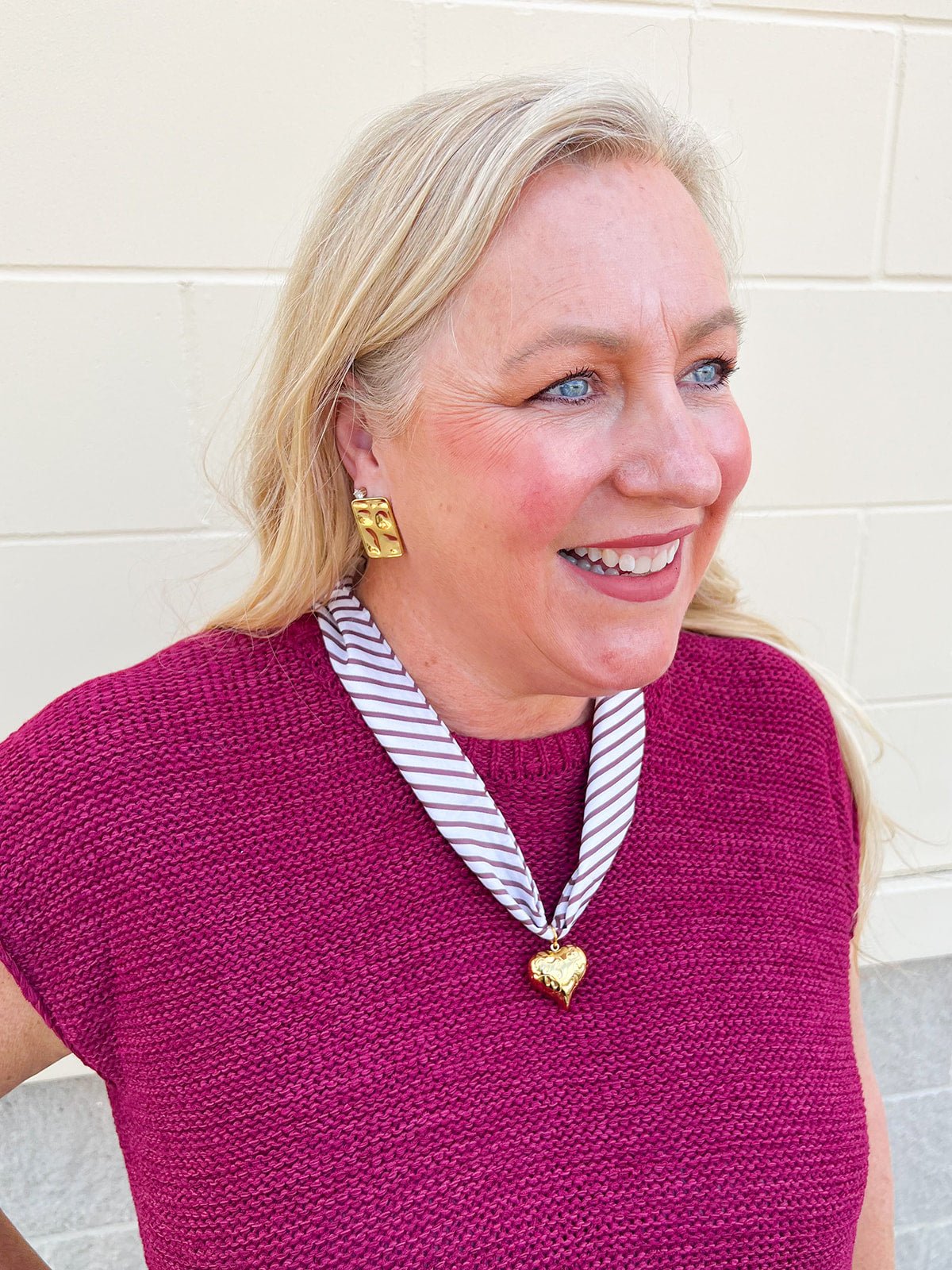 [Hart Designs] Sweet Spirit Scarf Necklace in Garnet & Cream - The Pink Pineapple 850