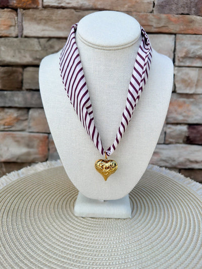 [Hart Designs] Sweet Spirit Scarf Necklace in Garnet & Cream - The Pink Pineapple 850