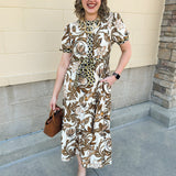 Harvest Blooms Tiered Midi Dress - The Pink Pineapple 850