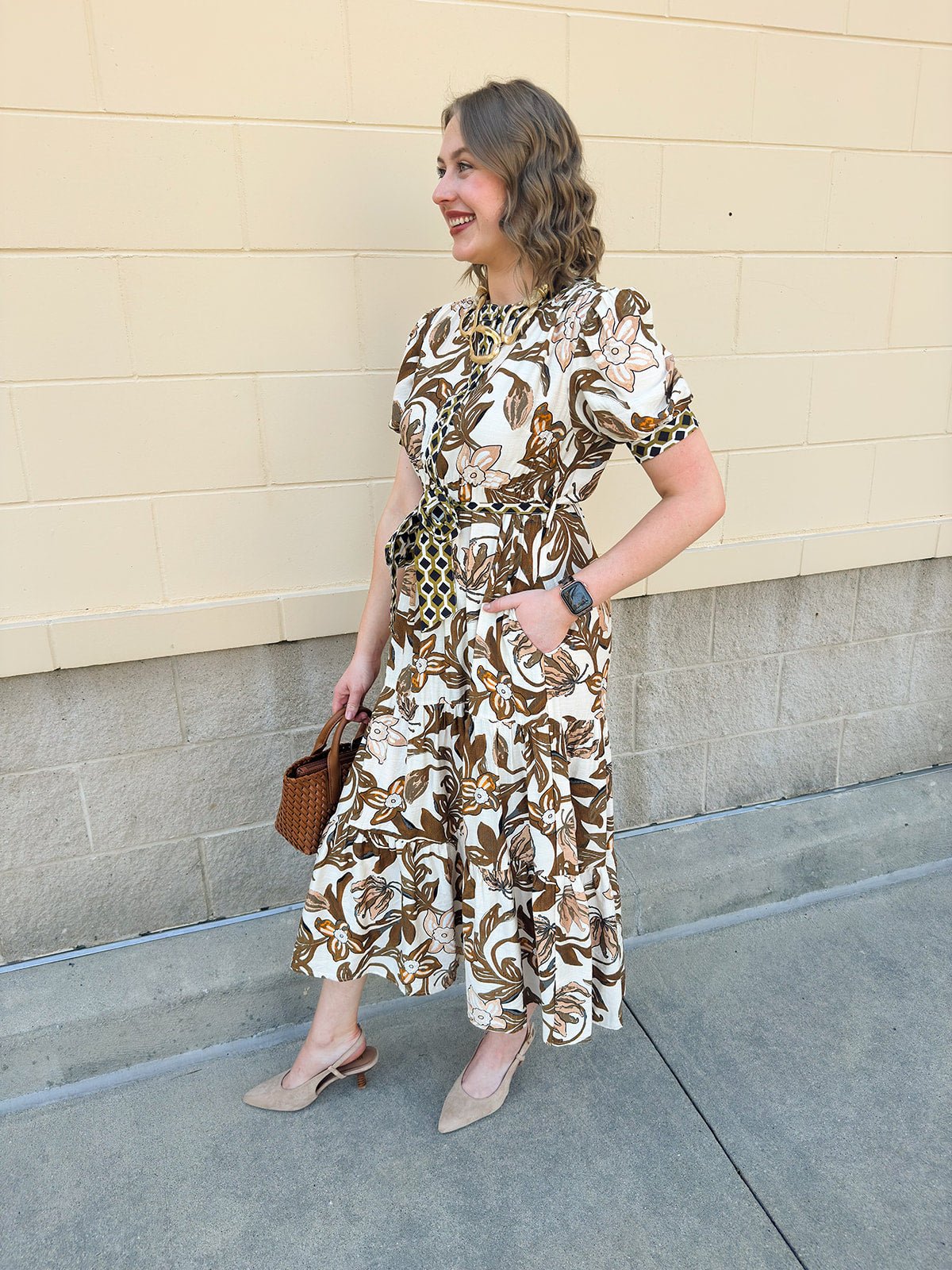 Harvest Blooms Tiered Midi Dress - The Pink Pineapple 850