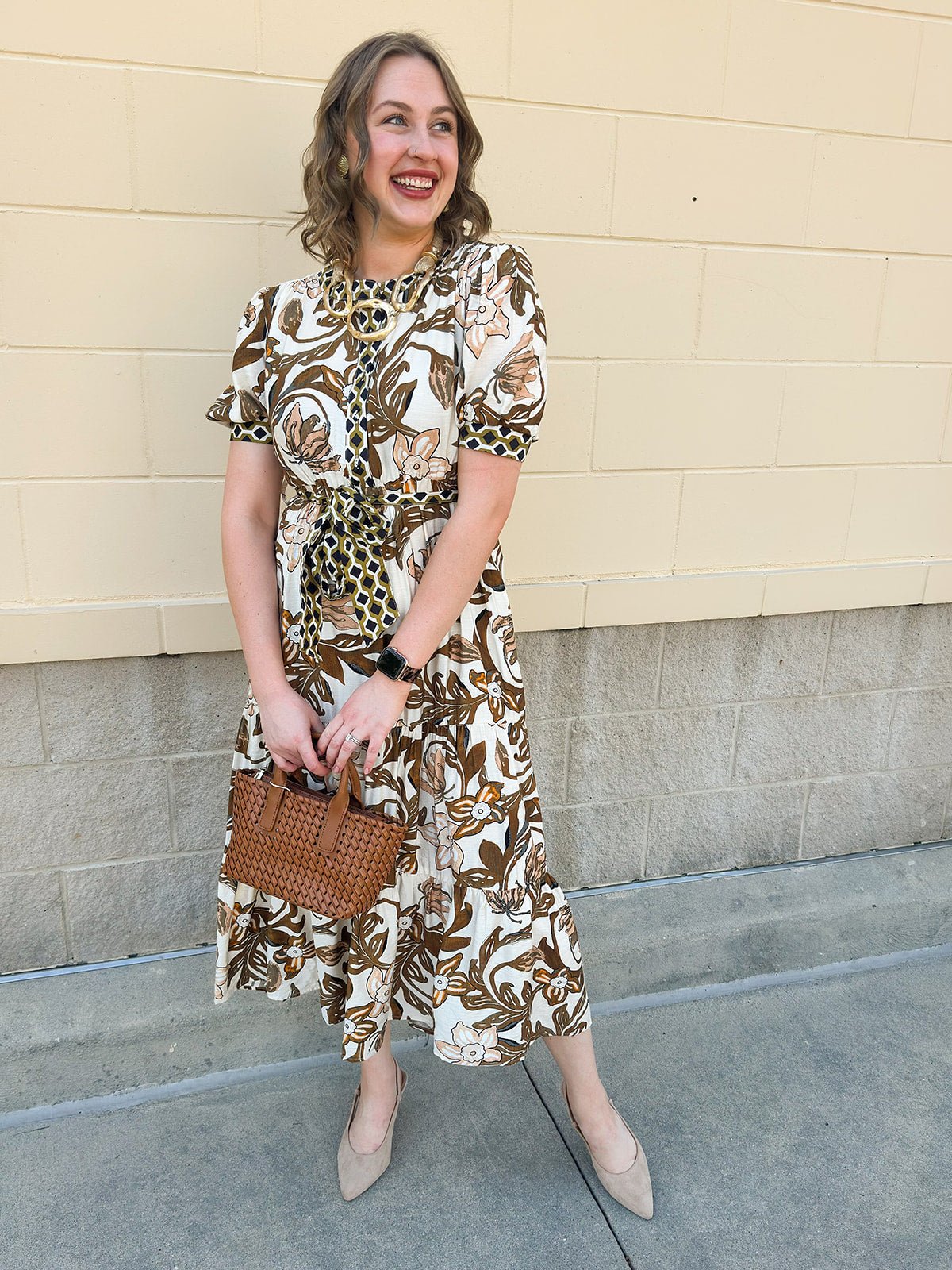 Harvest Blooms Tiered Midi Dress - The Pink Pineapple 850