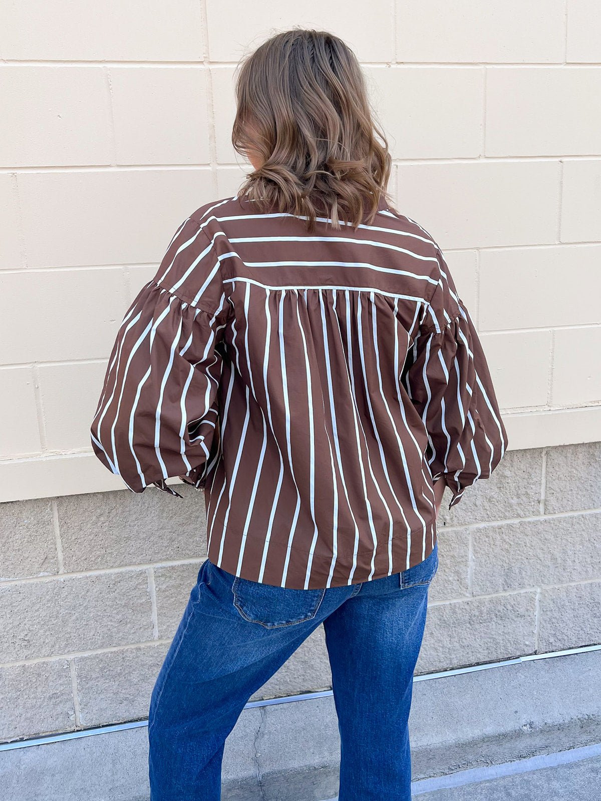 Harvest Charm Split Neck Stripe Top - The Pink Pineapple 850