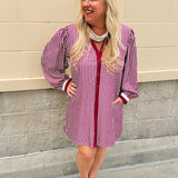 Harvest Stripe Charm Mini Dress - The Pink Pineapple 850