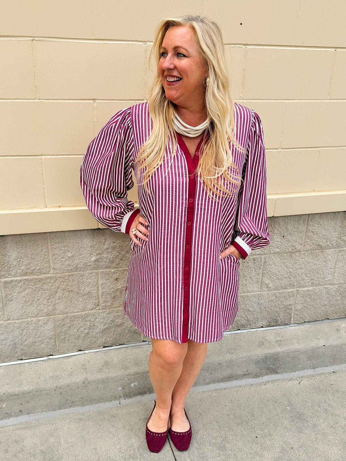 Harvest Stripe Charm Mini Dress - The Pink Pineapple 850