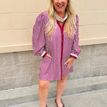 Harvest Stripe Charm Mini Dress - The Pink Pineapple 850