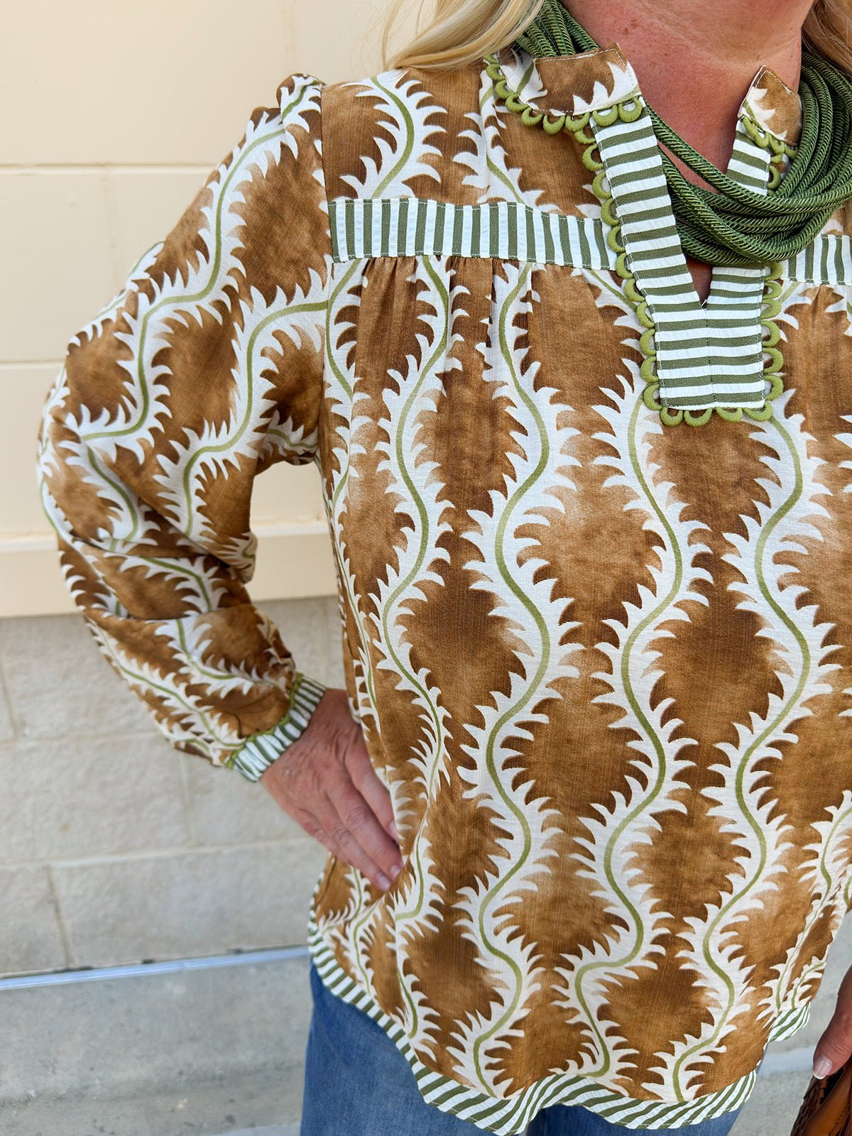 Harvest Stripe V - Neck Top - The Pink Pineapple 850