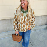 Harvest Stripe V - Neck Top - The Pink Pineapple 850