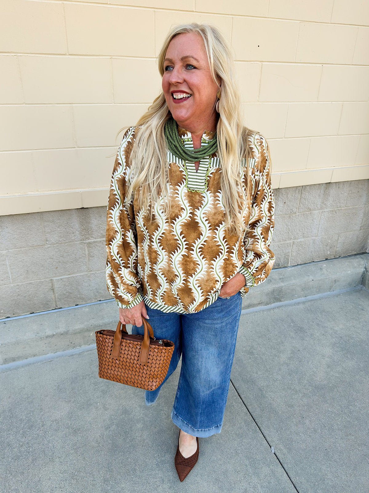 Harvest Stripe V - Neck Top - The Pink Pineapple 850