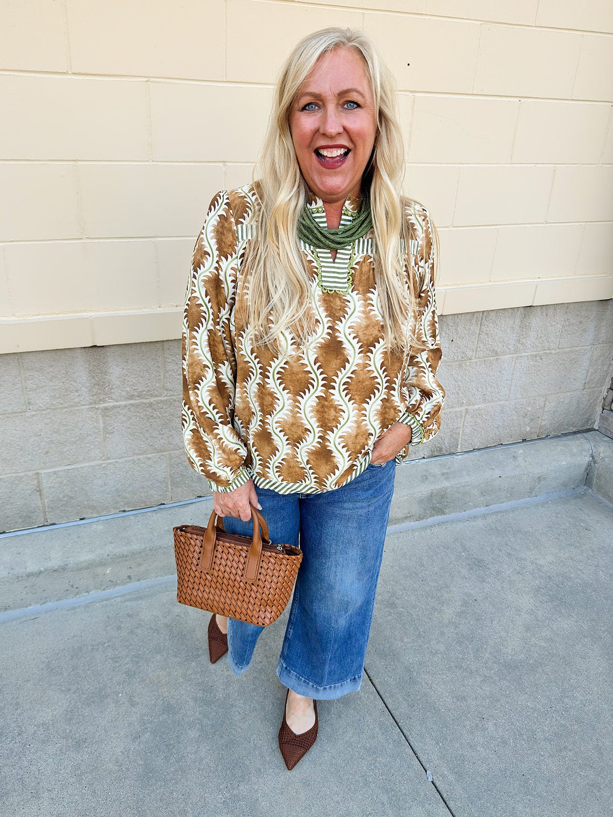 Harvest Stripe V - Neck Top - The Pink Pineapple 850