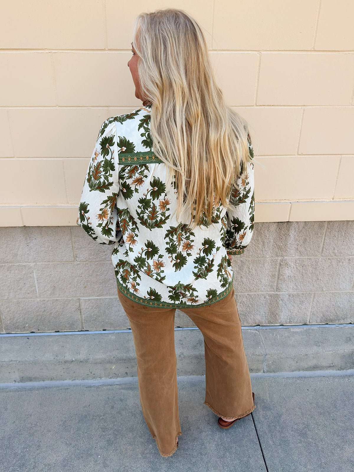 Harvest Trails Tassel Blouse in Olive - The Pink Pineapple 850