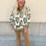 Harvest Trails Tassel Blouse in Olive - The Pink Pineapple 850