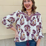 Harvest Trails Tassel Blouse in Wine - The Pink Pineapple 850