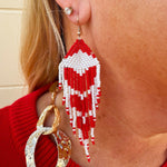 Heart Seed Bead Fringe Earrings - The Pink Pineapple 850