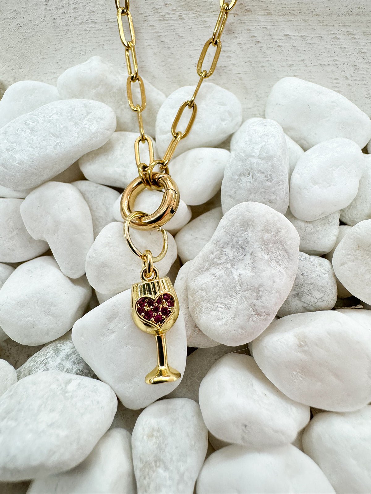 Heart Wine Glass Charm - The Pink Pineapple 850