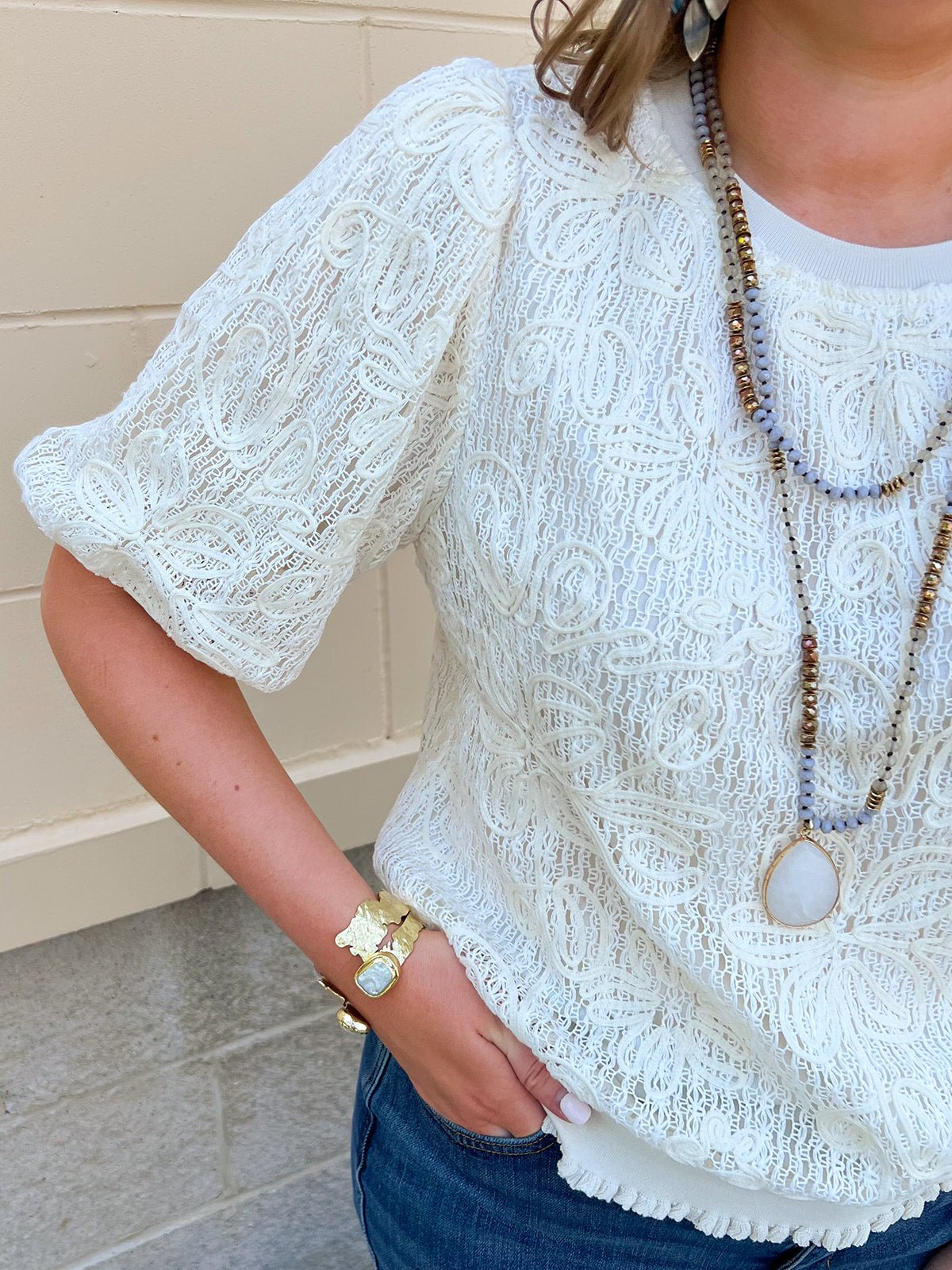 Heirloom Lace Knit Top - The Pink Pineapple 850