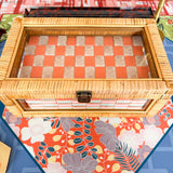 Heirloom Rattan Mahjong Storage Case - The Pink Pineapple 850