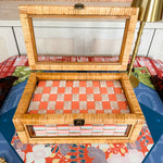 Heirloom Rattan Mahjong Storage Case - The Pink Pineapple 850
