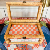 Heirloom Rattan Mahjong Storage Case - The Pink Pineapple 850
