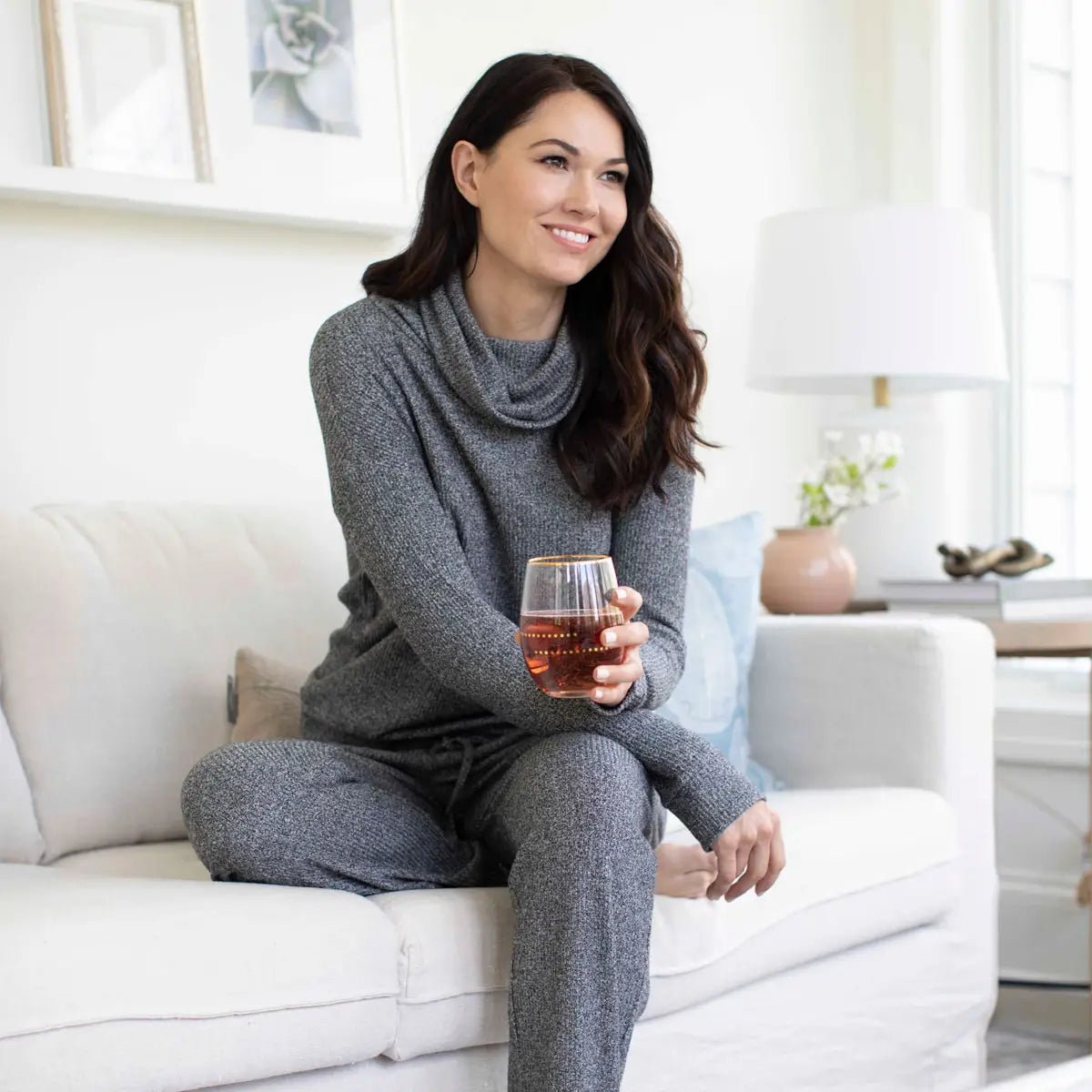 Hello Mello Cuddleblend Cowl Neck Top in Gray - The Pink Pineapple 850