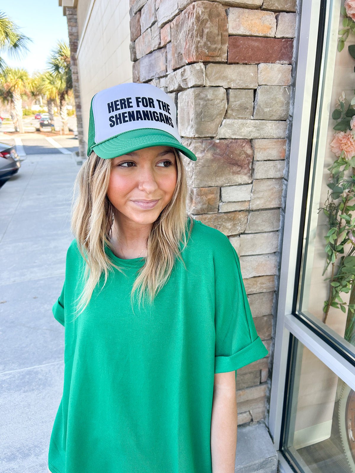 Here for the Shenanigans Trucker Cap - The Pink Pineapple 850