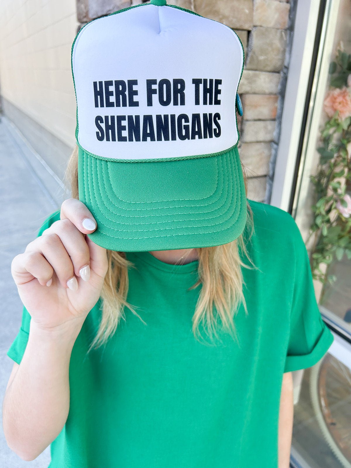Here for the Shenanigans Trucker Cap - The Pink Pineapple 850