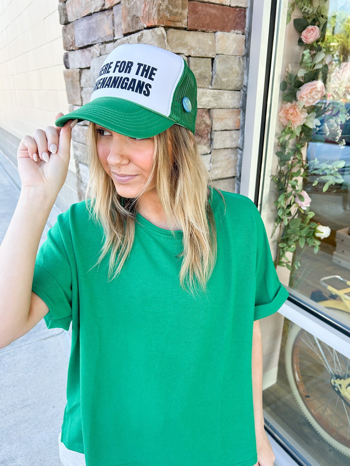 Here for the Shenanigans Trucker Cap - The Pink Pineapple 850