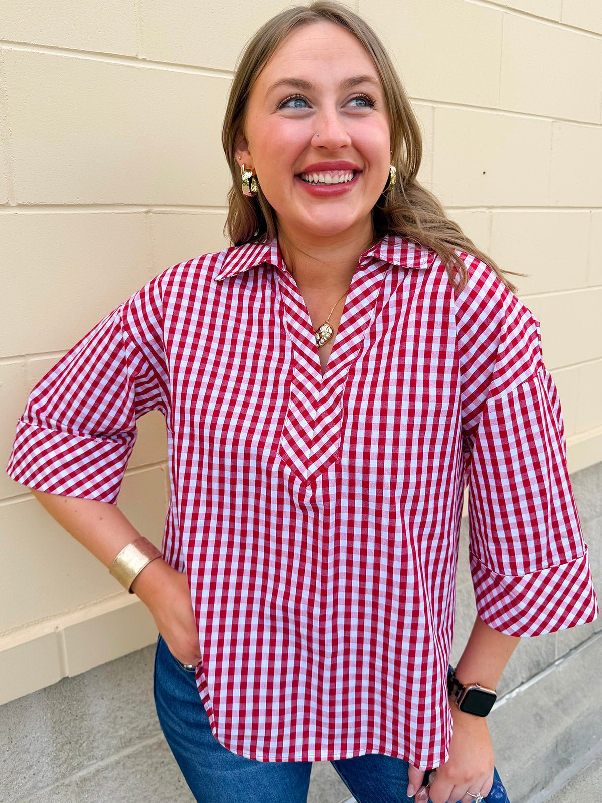 Heritage Check Blouse - The Pink Pineapple 850