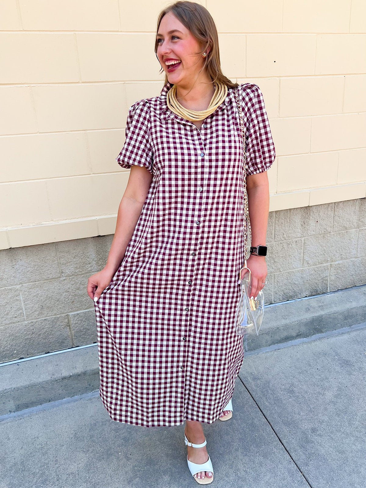 Heritage Check Midi Dress - The Pink Pineapple 850