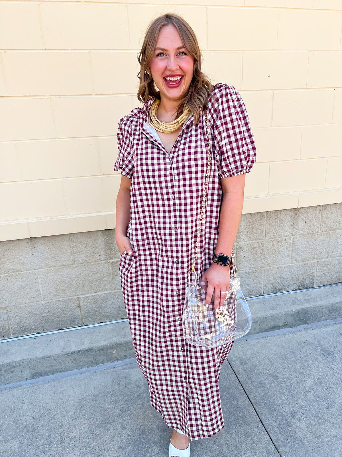 Heritage Check Midi Dress - The Pink Pineapple 850