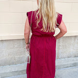 Heritage Stripe Maxi Dress in Garnet - The Pink Pineapple 850