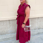 Heritage Stripe Maxi Dress in Garnet - The Pink Pineapple 850