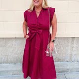 Heritage Stripe Maxi Dress in Garnet - The Pink Pineapple 850