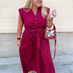 Heritage Stripe Maxi Dress in Garnet - The Pink Pineapple 850
