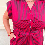Heritage Stripe Maxi Dress in Garnet - The Pink Pineapple 850