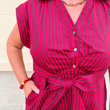 Heritage Stripe Maxi Dress in Garnet - The Pink Pineapple 850
