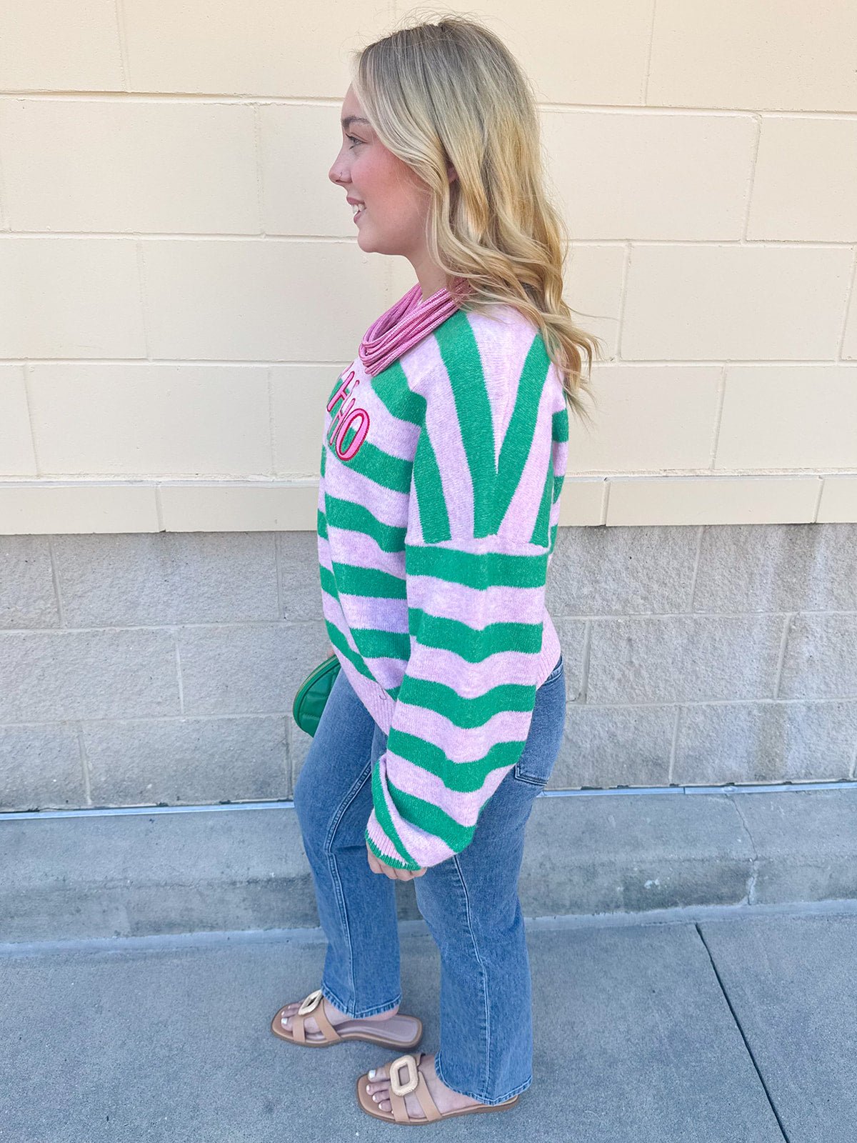 "Ho Ho Ho" Striped Sweater - The Pink Pineapple 850