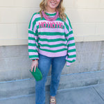 "Ho Ho Ho" Striped Sweater - The Pink Pineapple 850